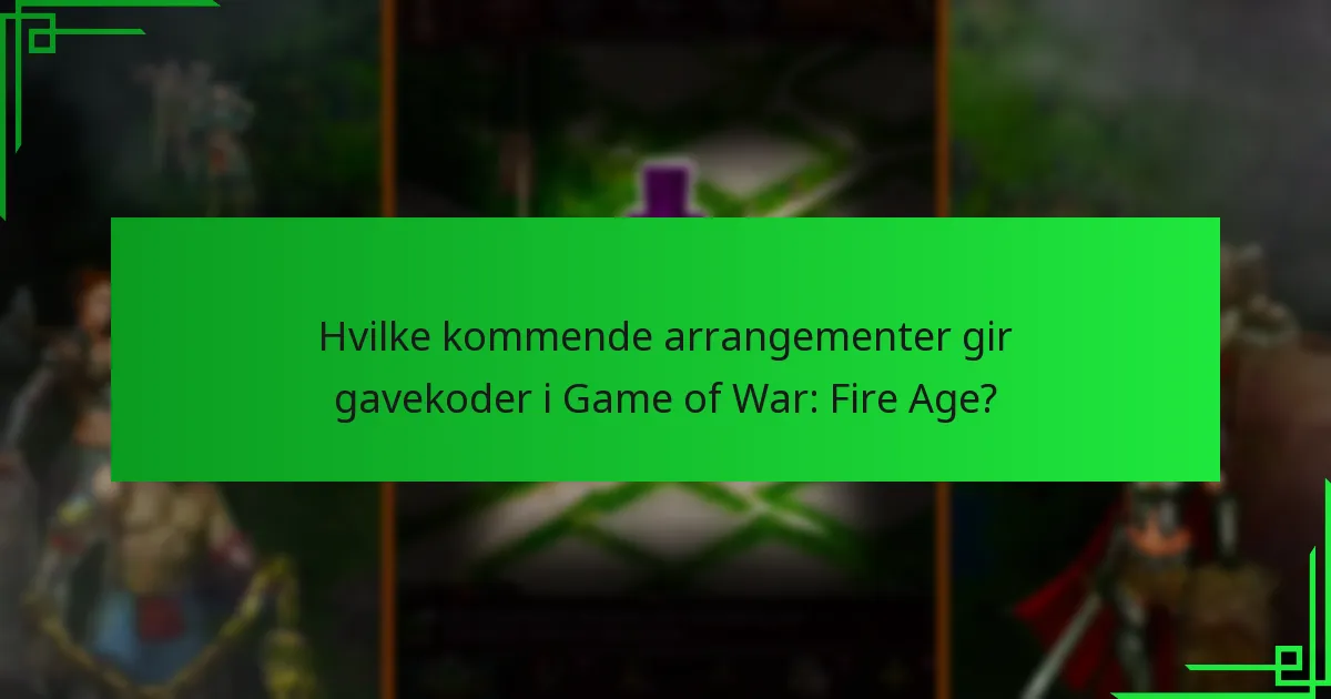 Hvilke kommende arrangementer gir gavekoder i Game of War: Fire Age?